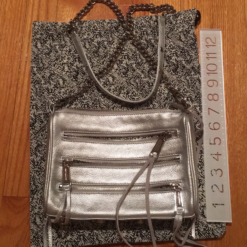 Rebecca minkoff silver 3 zipper crossbody